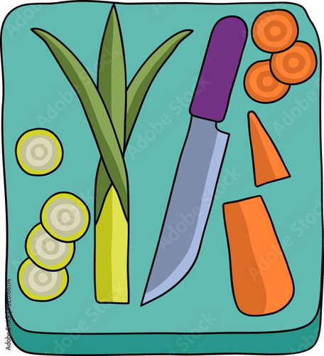 Vegetables And Knife On Cho...