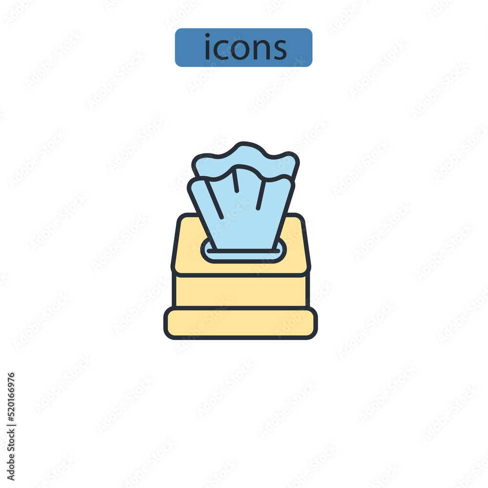 Tissue box paper icons symbol vector elements for infographic web Tissue box paper icons symbol vector elements for infographic web