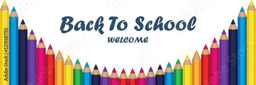 Colorful Colored Pencils white Background with Texture for Back to School with Space for Message. Vector Illustration. Colorful pencils for kids