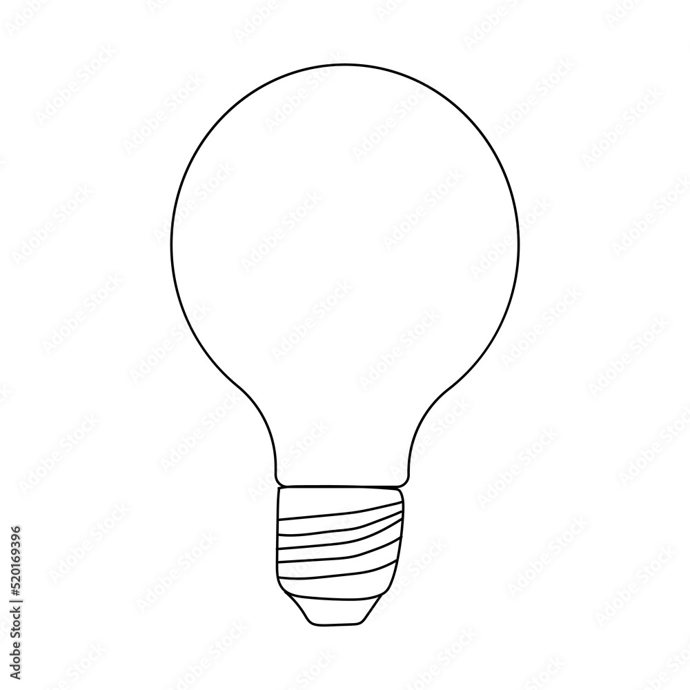 Light bulb icon. Vector doodle illustration of an incandescent light bulb. Energy saving light bulb Light bulb icon. Vector doodle illustration of an incandescent light bulb. Energy saving light bulb