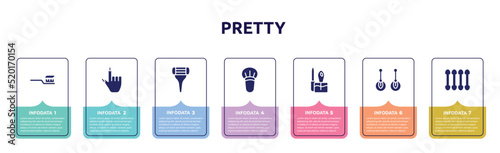 pretty concept infographic design template. included tooth brush, finger with nail, women razor, blush brush, manicure, two earrings, cotton swabs icons and 7 option or steps.