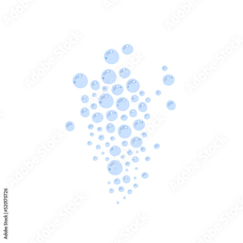 Cute underwater bubbles rising upwards to the surface vector illustration, fizzy sparkles in sea, ocean, aquarium water