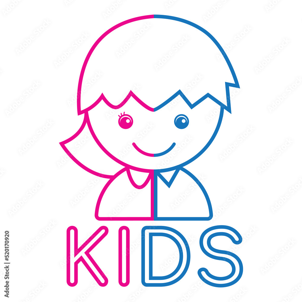Kids logo concept girl and boy vector Kids logo concept girl and boy vector
