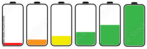 Battery charge indicators icons, vector graphics