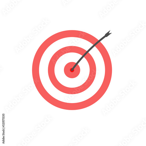 Target arrow color icon in flat style, vector