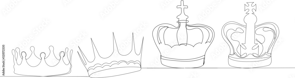 crown drawing by one continuous line vector - obrazy, fototapety, plakaty 