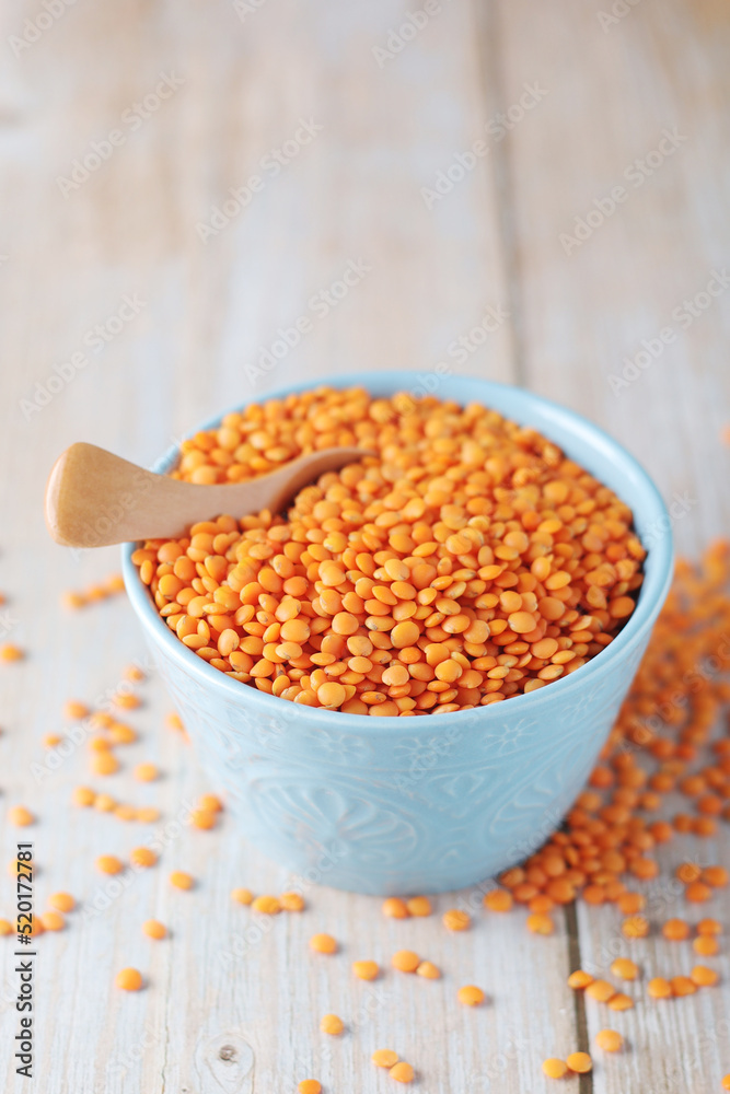Red dry lentils ready for cooking