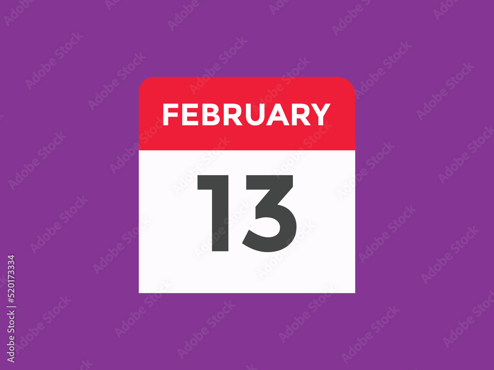 February 13 Calendar icon Design. Calendar Date 13th February. Calendar template
February 13 Calendar icon Design. Calendar Date 13th February. Calendar template