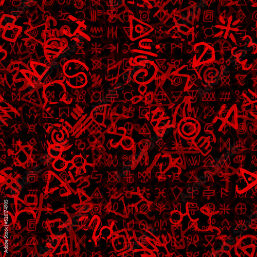 Seamless runic pattern. Endless background with Odins letters chaos photo