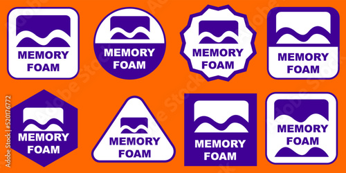 Memory foam sign for sticker print. Product information vector sign or tag.