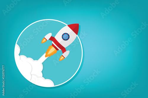 Business startup .Illustration of rocket and copy space for start up business 