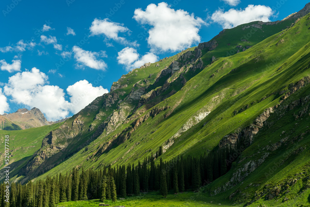 Landscape with mountains and clouds. View of Xiata National Park in summer. Landscape with mountains and clouds. View of Xiata National Park in summer.