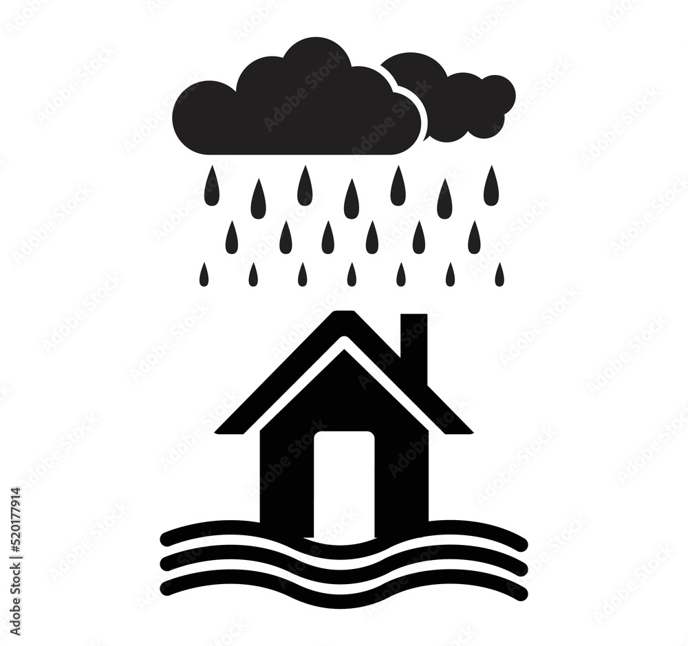 Rain and flood , isolated on white background Rain and flood , isolated on white background