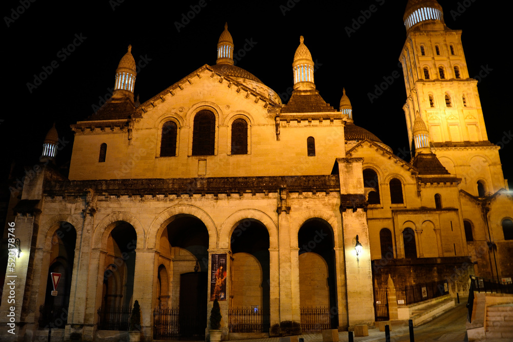 Saint-Front Cathedral at night, old town of Périgueux,  World Heritage Sites of the Routes of Santiago de Compostela in France,  Dordogne, Aquitaine, France, Europe