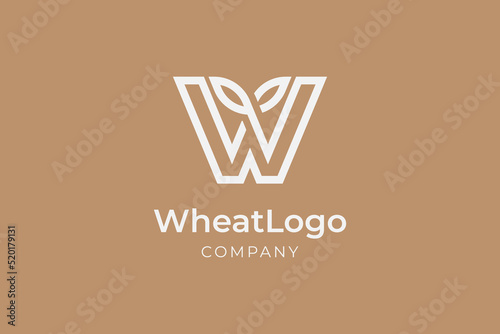 Wheat Logo  letter W with wheat combination  usable for brand and company logos  flat design logo template  vector illustration