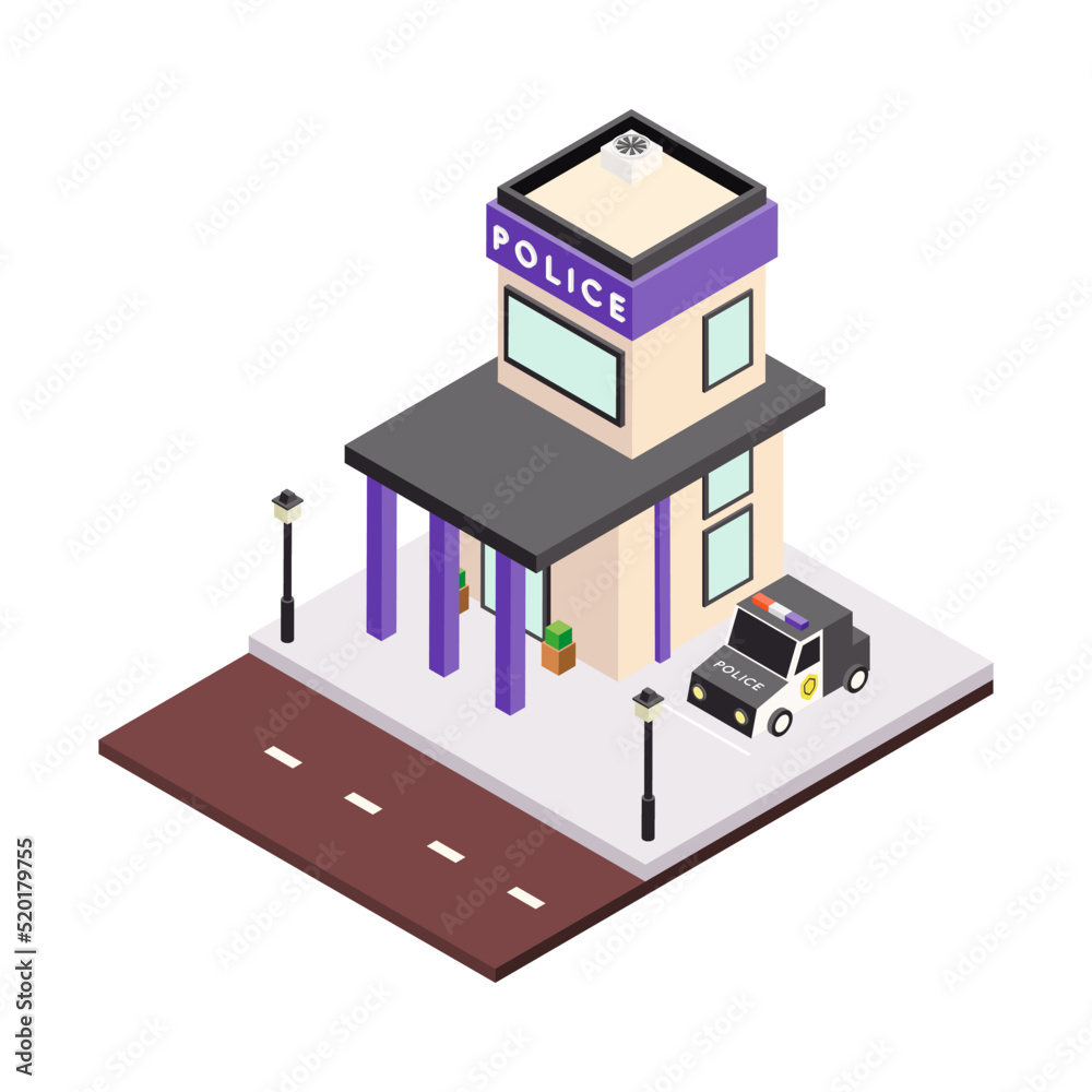 Obraz premium Police Department Isometric Composition