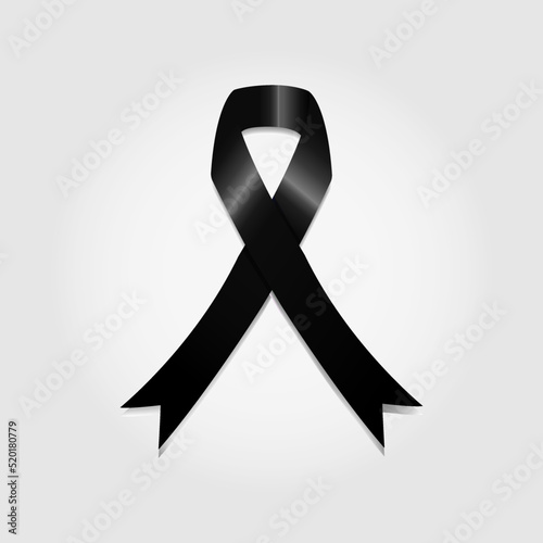 Black awareness ribbon as symbol  mourning  also used for sleeping disorders and Gang Prevention and Melanoma and Skin Cancer and Anti-Terrorism Vector illustration