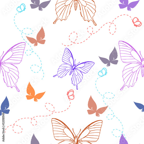 seamless pattern with colourful butterflies in white background butterfly pattern 