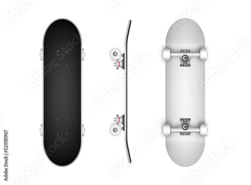 Realistic skateboard isolated on white background, Vector illustration