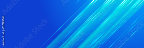 Abstract geometric blue wide background banner layout design. Business presentation banner with blue geometric shape. Blue abstract vector long banner. Minimal background with copy space for text