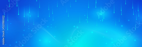 Abstract geometric blue wide background banner layout design. Business presentation banner with blue geometric shape. Blue abstract vector long banner. Minimal background with copy space for text