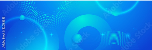Abstract geometric blue wide background banner layout design. Business presentation banner with blue geometric shape. Blue abstract vector long banner. Minimal background with copy space for text