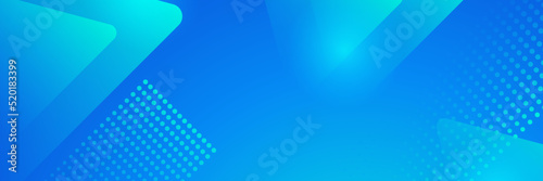 Abstract geometric blue wide background banner layout design. Business presentation banner with blue geometric shape. Blue abstract vector long banner. Minimal background with copy space for text
