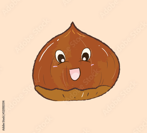 Happy cute chestnut in flat vector illustration