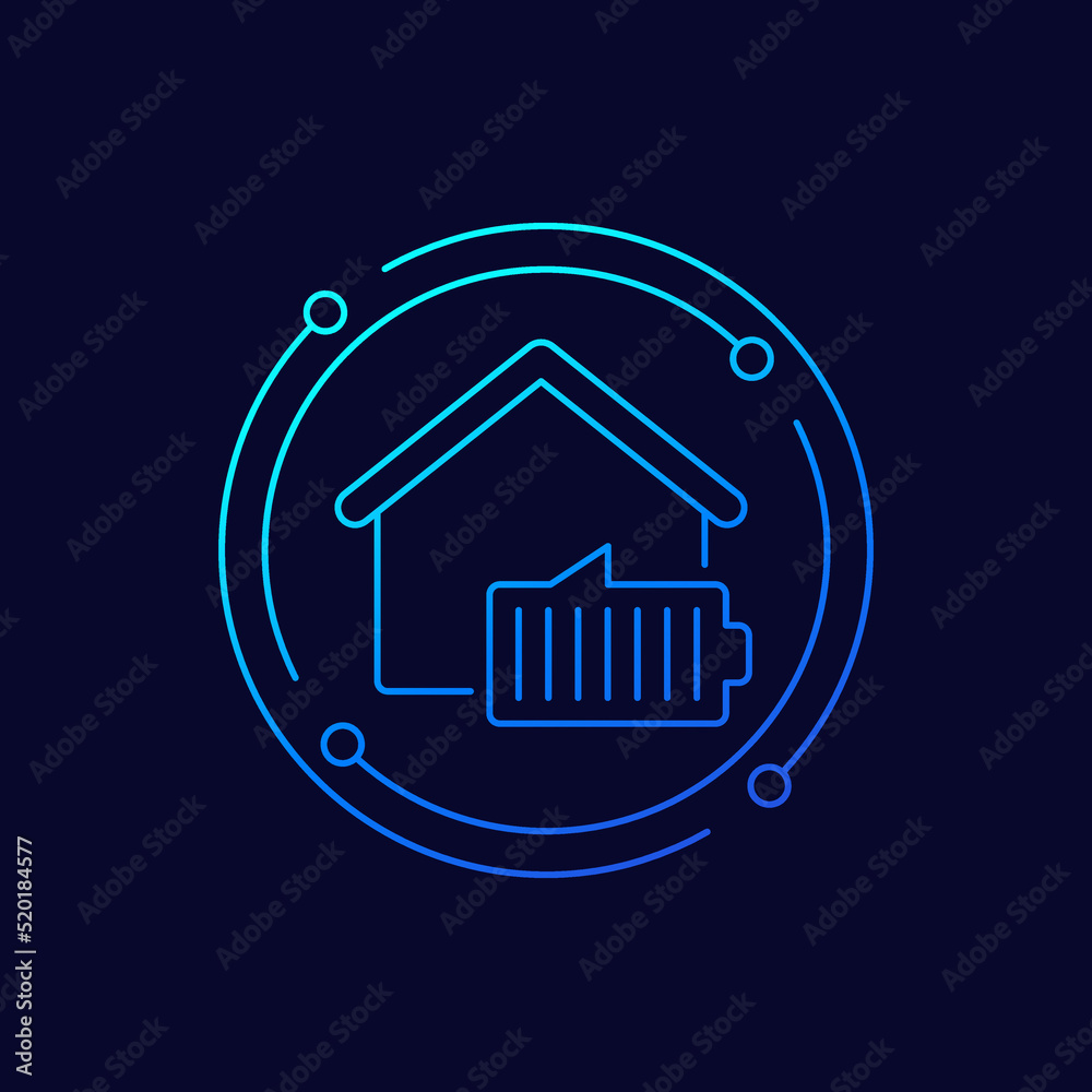 home battery icon, linear design home battery icon, linear design