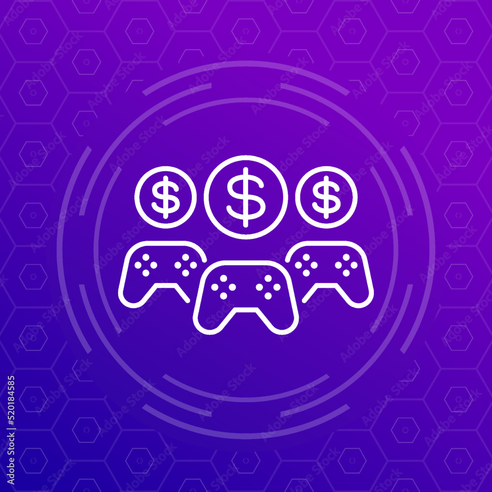 money for games icon, line vector design money for games icon, line vector design