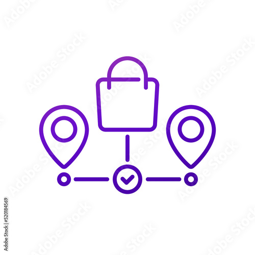 grocery delivery icon with a shopping bag, line vector