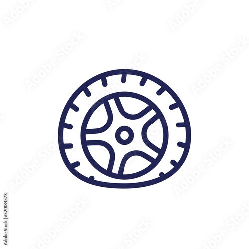 flat tire line icon, vector