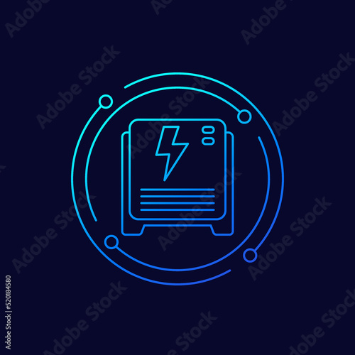 home battery, backup system line icon, vector