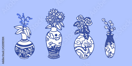 Vases Hand Drawn Sticker Pack , isolated vector patches, pins, stamps or sticker pack, trendy illustrations. Colorful planning decoration , Prints and social media post.