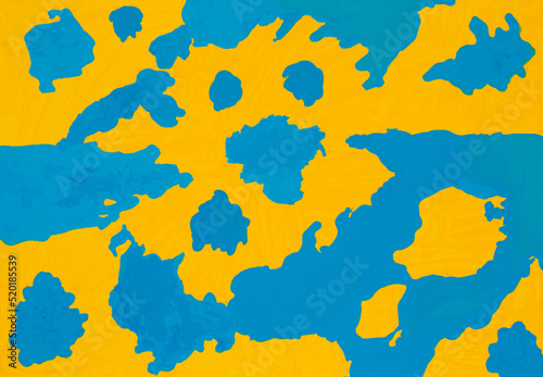 Abstract painting in light blue and yellow