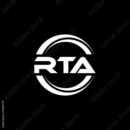 RTA letter logo design with black background in illustrator, vector logo modern alphabet font overlap style. calligraphy designs for logo, Poster, Invitation, etc. photo