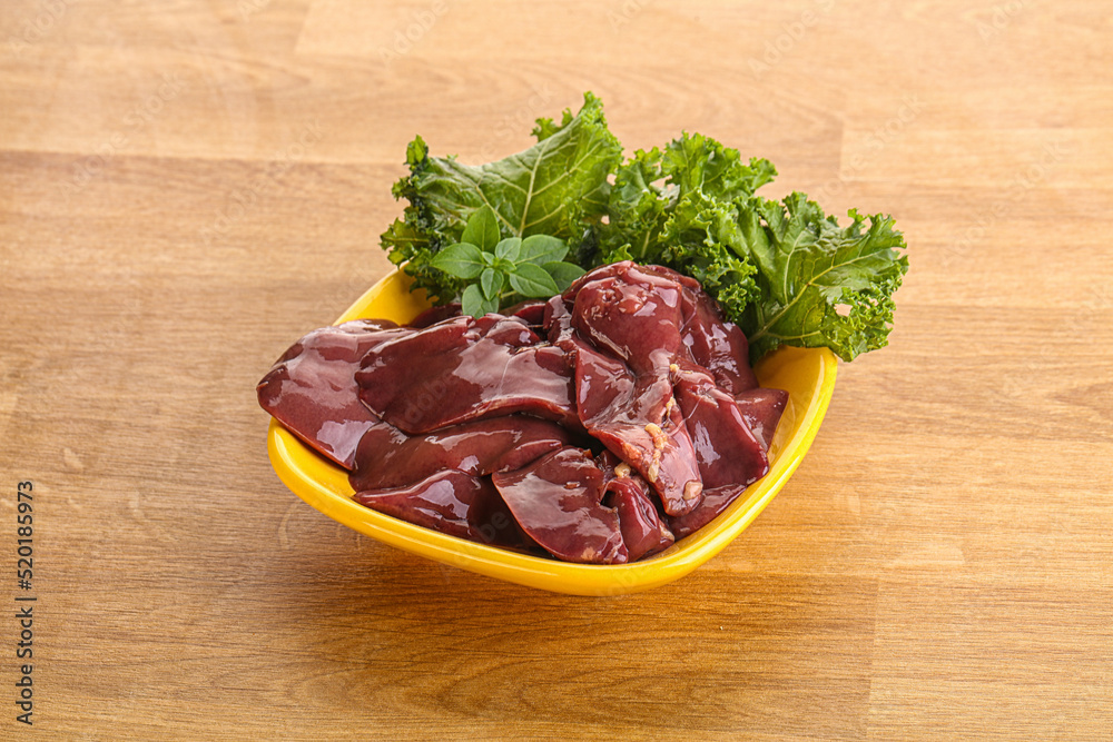 Raw chicken liver in the bowl Raw chicken liver in the bowl