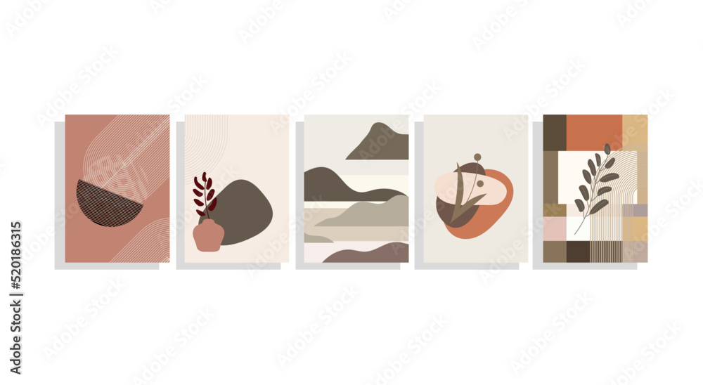 abstract mid century modern templates vector set abstract mid century modern templates vector set