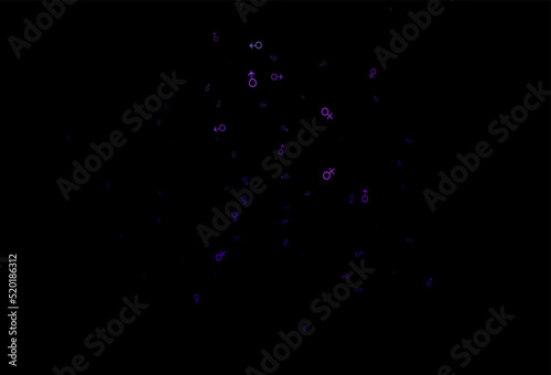 Dark purple vector template with man, woman symbols.