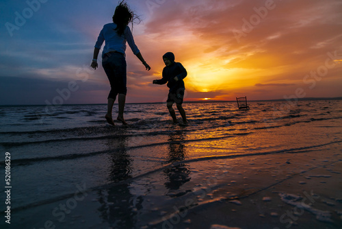 sunset on Salt Lake  Konya Turkey. Sunset with beautiful colorful sky and clouds