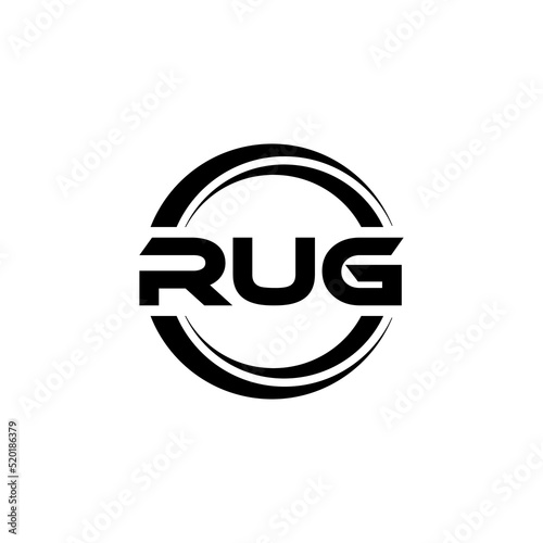 RUG letter logo design with white background in illustrator  vector logo modern alphabet font overlap style. calligraphy designs for logo  Poster  Invitation  etc.