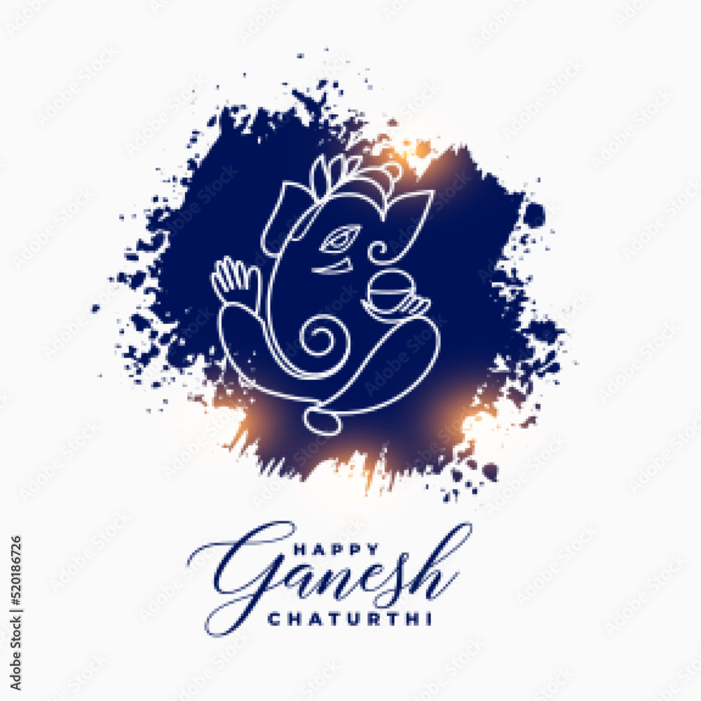 Obraz premium happy lord ganesh chaturthi greeting in blue paint splash style