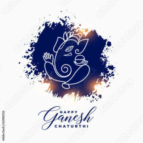 happy lord ganesh chaturthi greeting in blue paint splash style