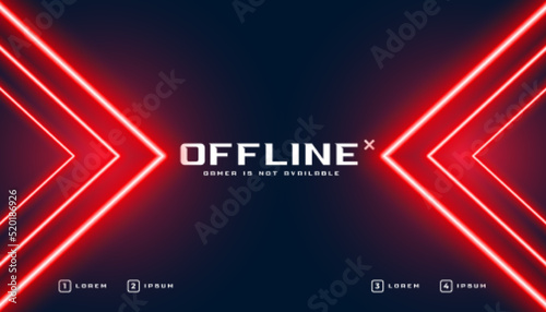 red neon glowing gaming banner in arrow style