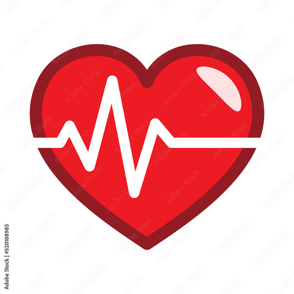 Flat heart beat icon with ecg line. Medical icon vector illustration Flat heart beat icon with ecg line. Medical icon vector illustration