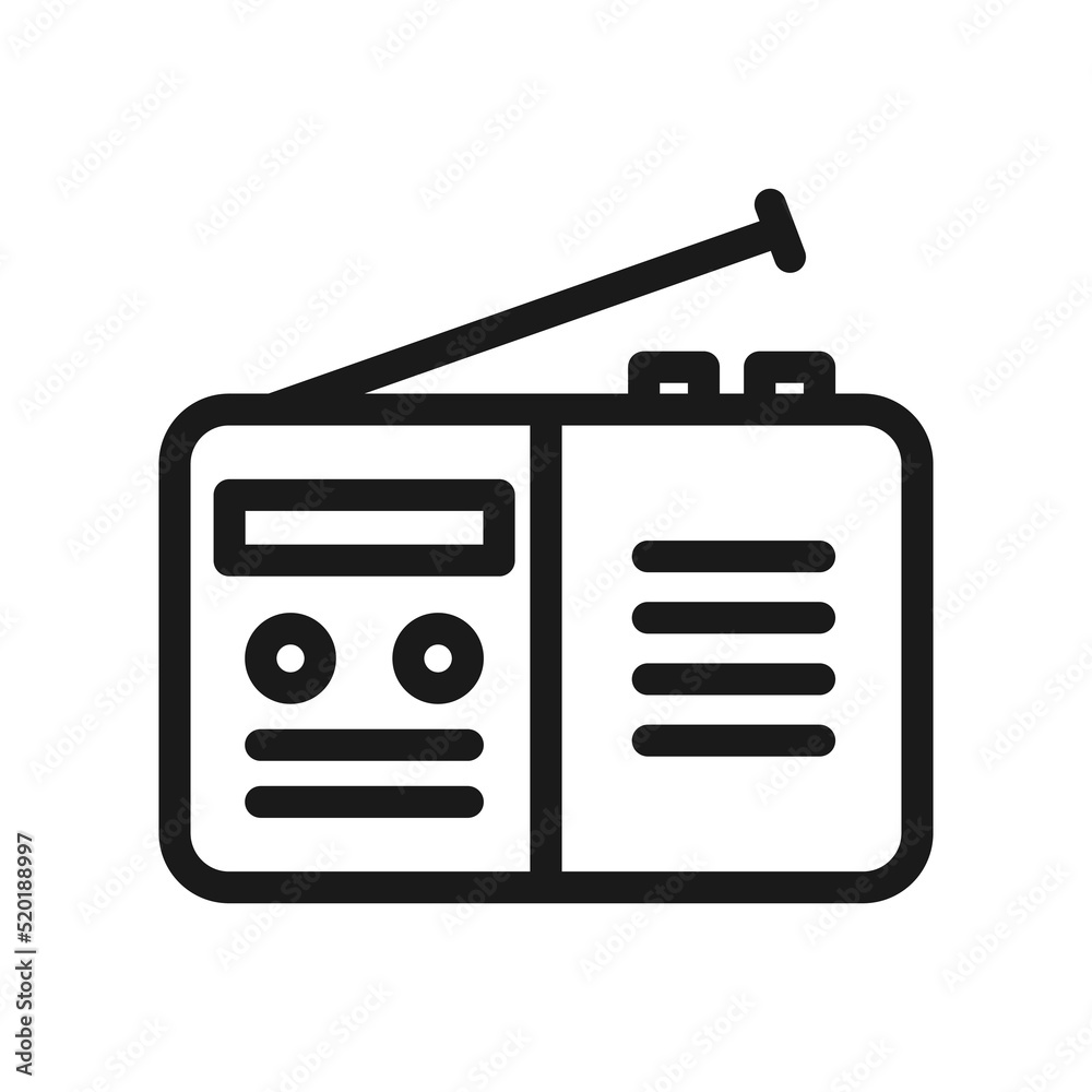 Radio or podcast icon. Radio station line symbol vector illustration Radio or podcast icon. Radio station line symbol vector illustration