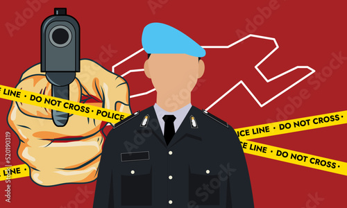 indonesian police in front of crime scene
