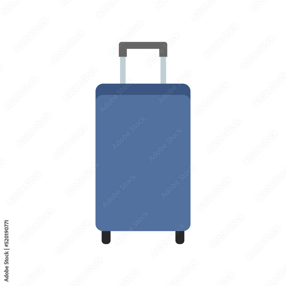 Dark blue suitcase.  Flat vector illustration.
