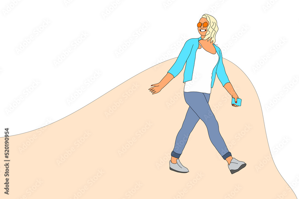 woman goes. businesswoman hurrying to work in the morning