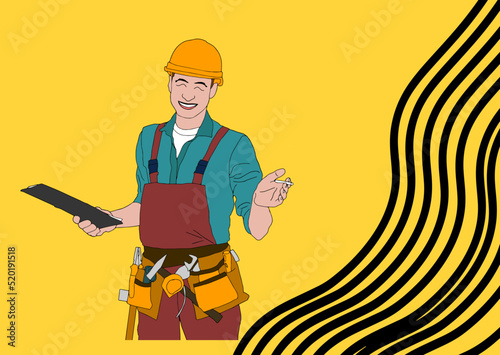 Professional Air Conditioner Repair Vector. AC Man Electrician Installing Air Conditioner. Electric Service Flat Cartoon Illustration 